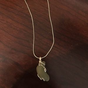 Green sea glass necklace